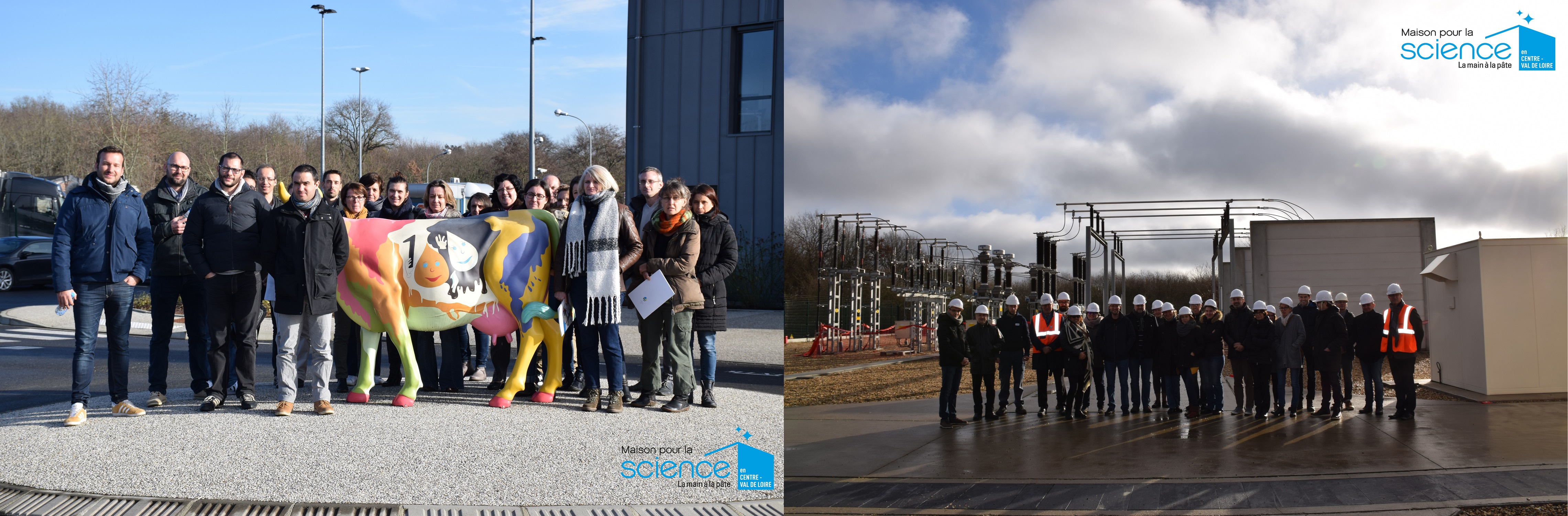 Nos participants en visite chez nos partenaires : laiterie LSDH (gauche), poste source Enedis (droite) Nos participants en visite chez nos partenaires : laiterie LSDH (gauche), poste source Enedis (droite)