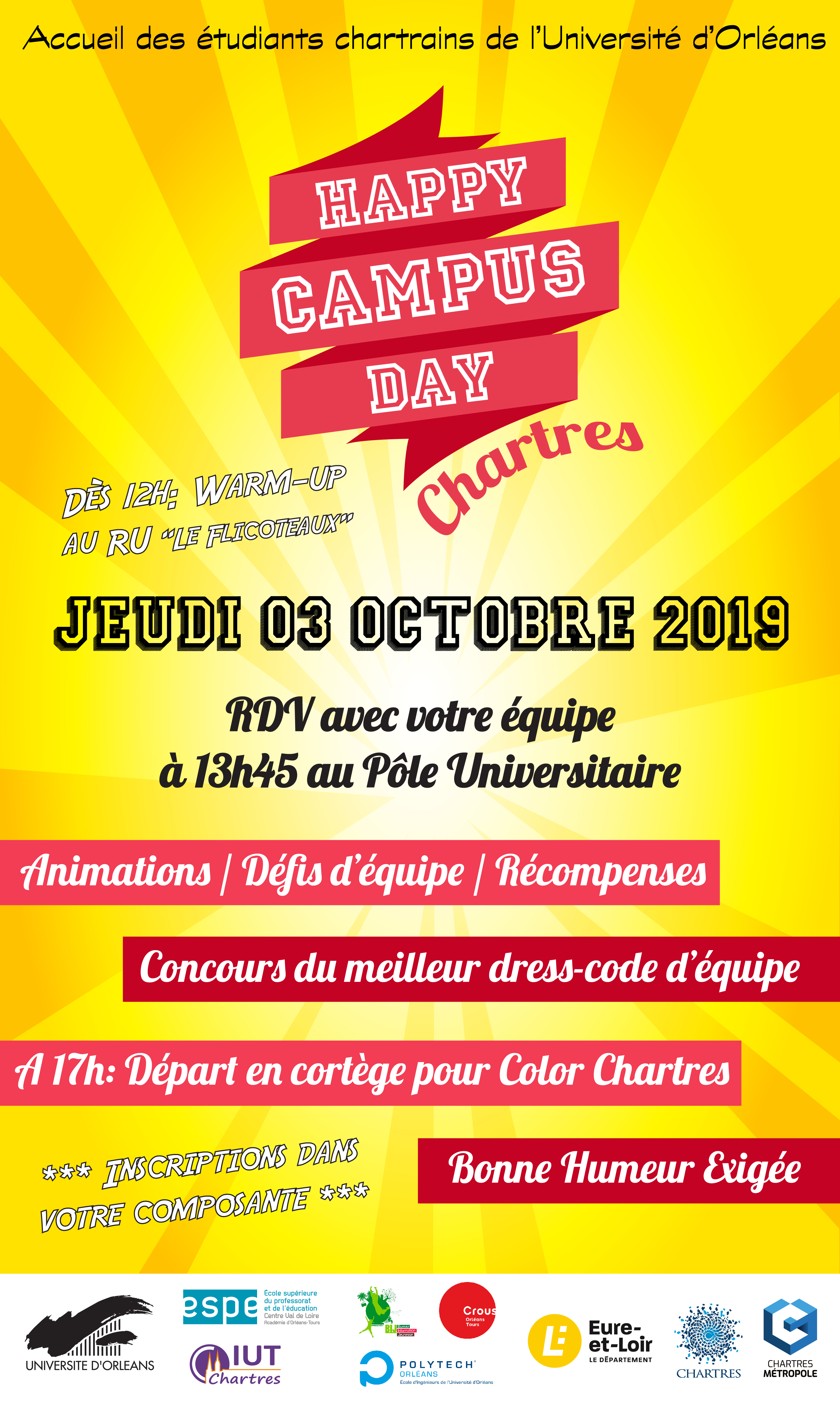 Happy Campus Day - Chartres 2019 Affiche Happy Campus Day - Chartres 2019