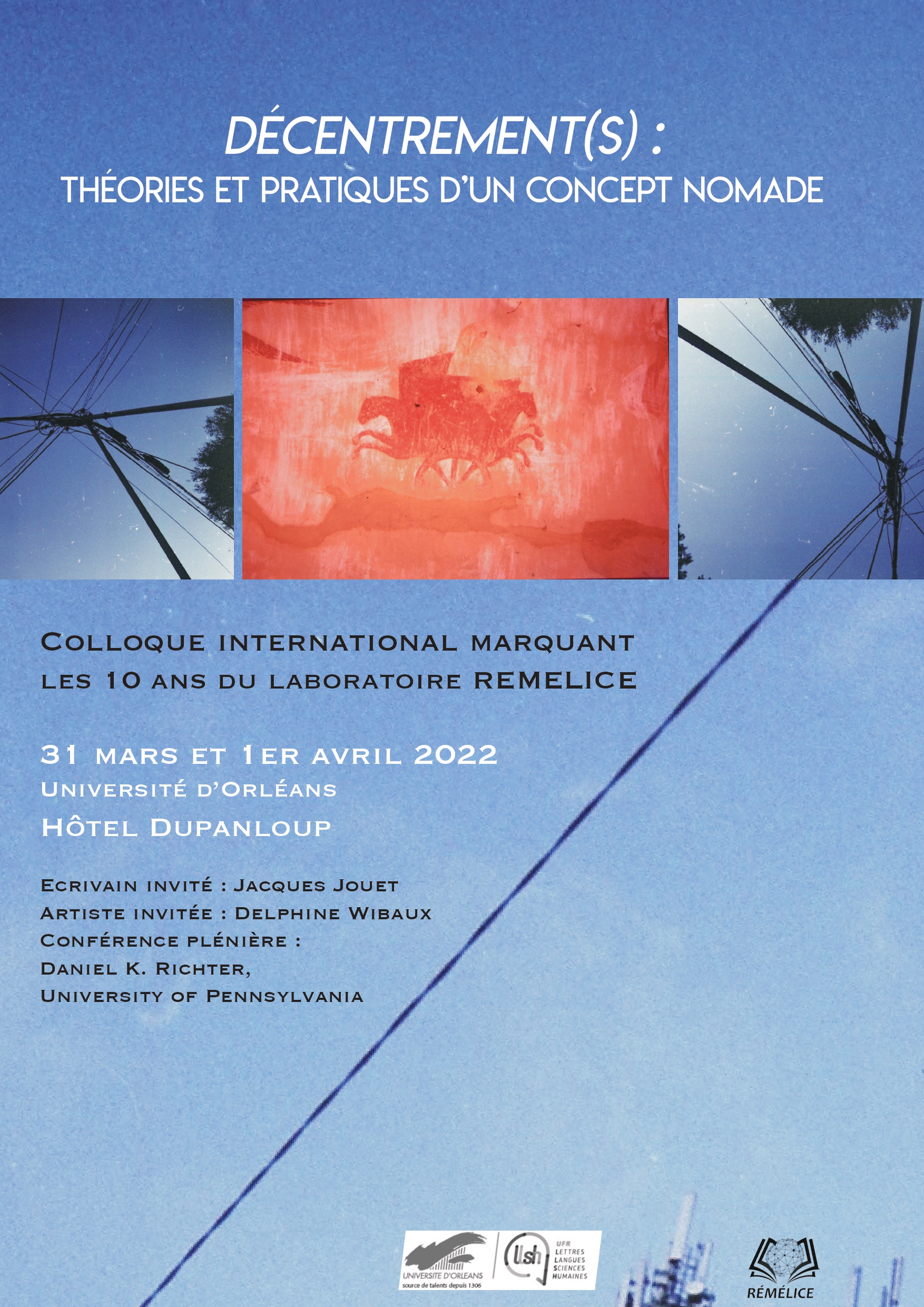 Affiche du colloque Décentrement du 31 mars au 1er avril 2022 à l'hôtel Dupanloup à Orléans