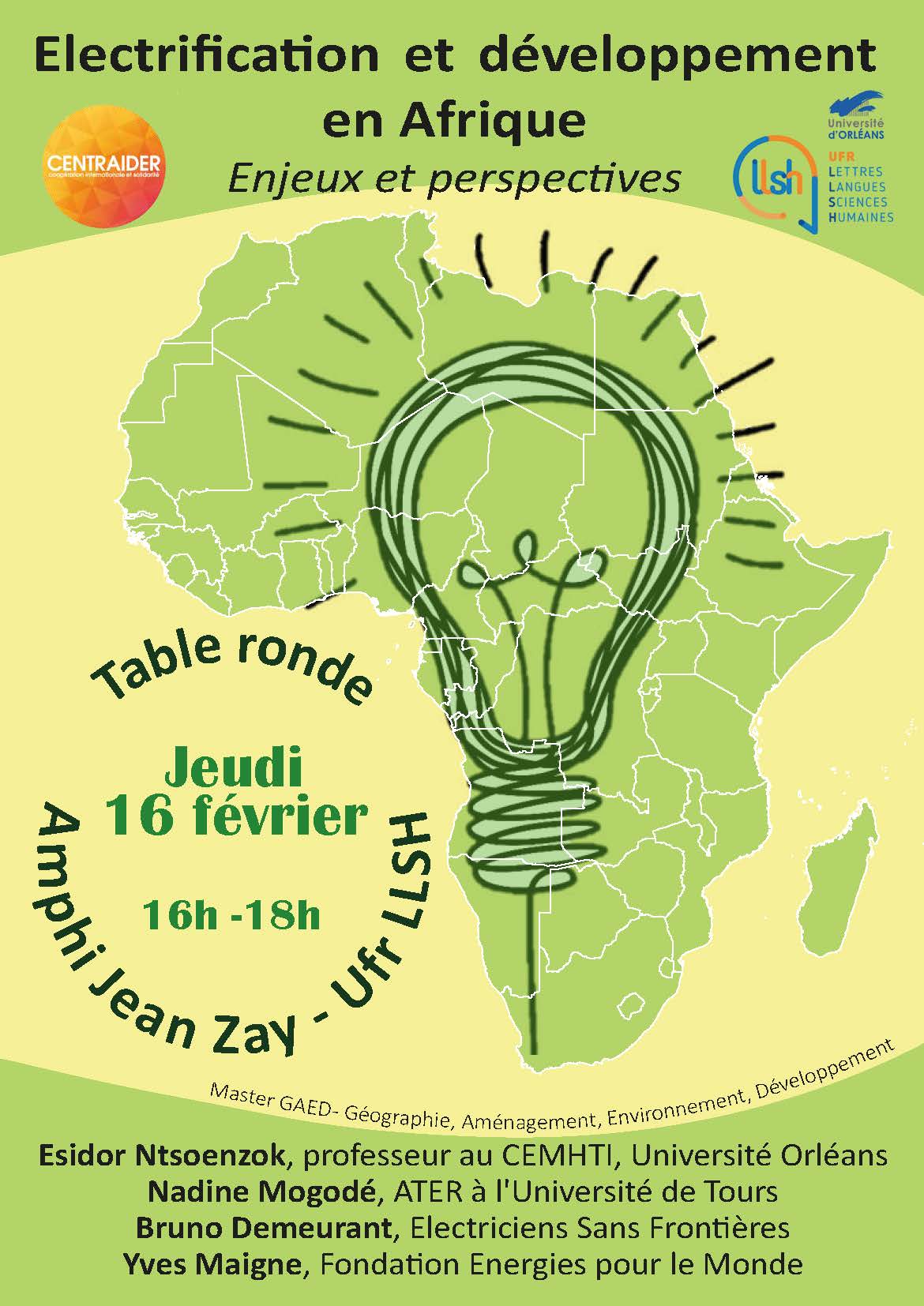 affiche pour une table ronde Electrification en Afrique 