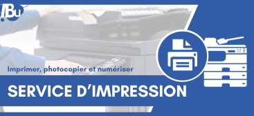 Texte Service d'impression avec logo d'une imprimante