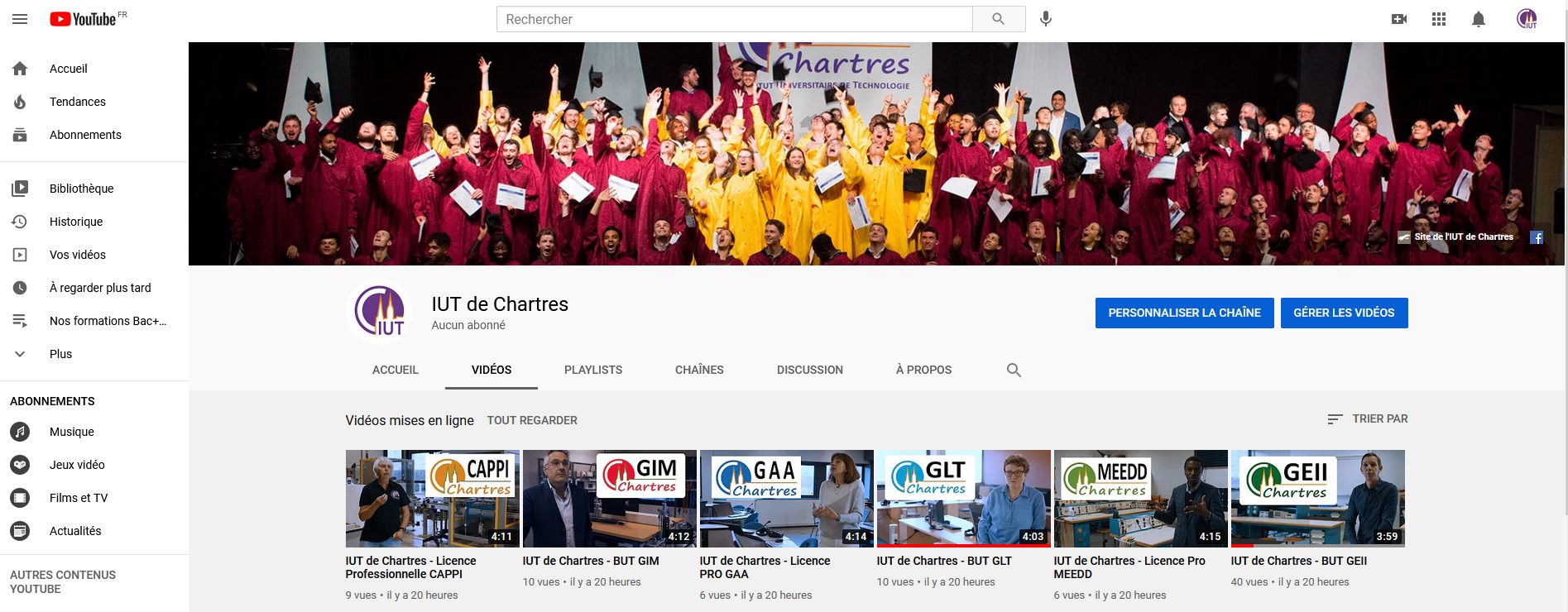 Chaîne Youtube de l'IUT de Chartres Chaîne Youtube de l'IUT de Chartres