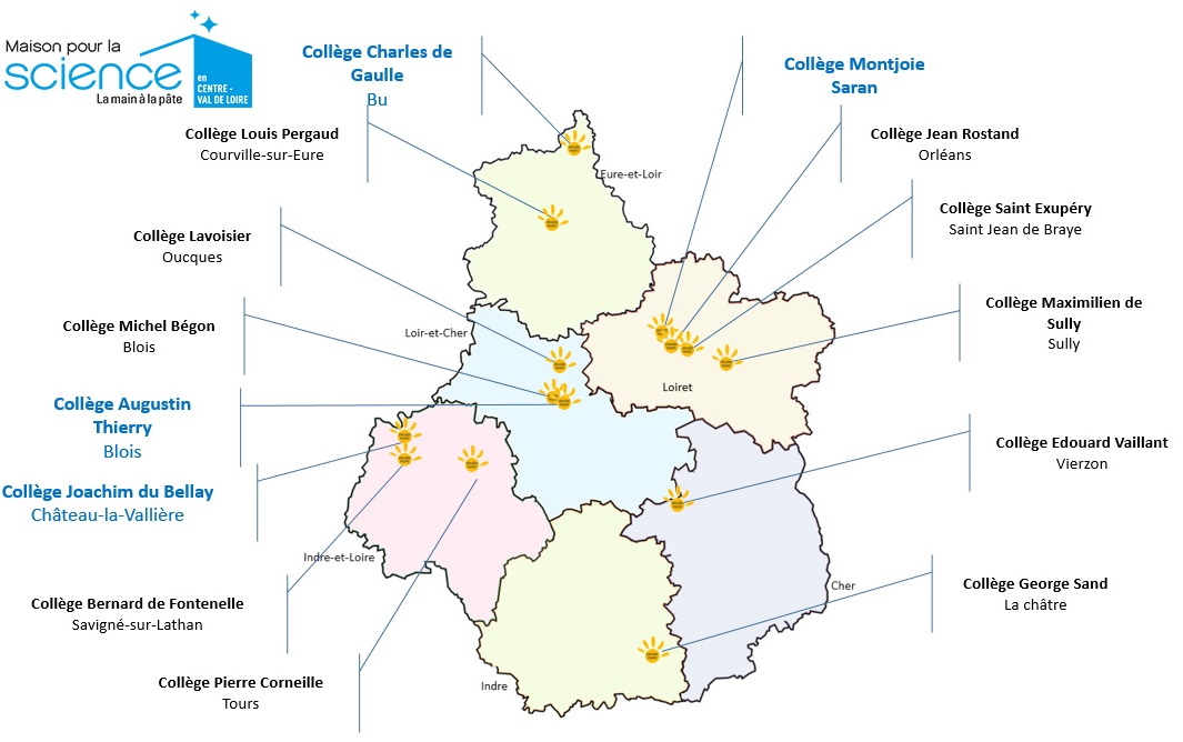 carte de répartition des collèges pilotes en 2018-2019