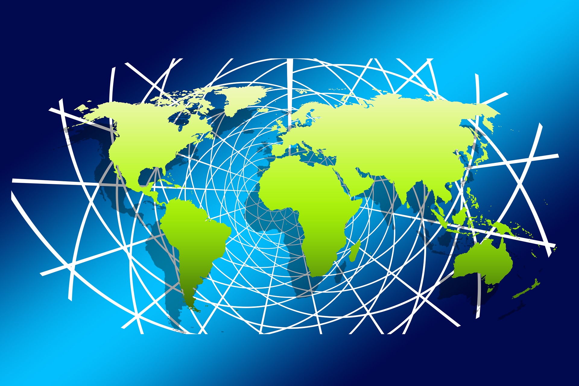 International/ mappemonde dépliée réseau