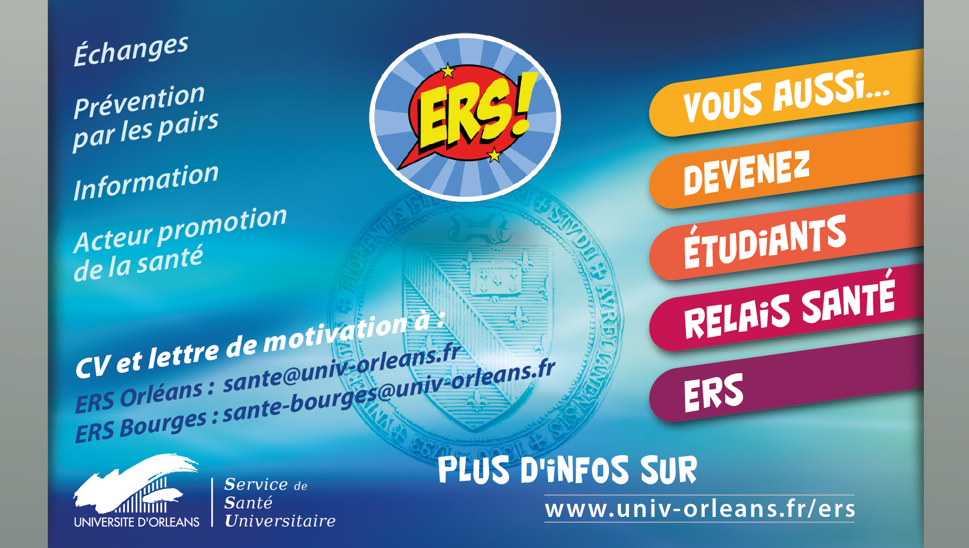 Etudiants Relais Santé Vous aussi devenez étudiants relais Santé : échanges, prévention par les pairs, Information, être acteur en promotion de la Santé