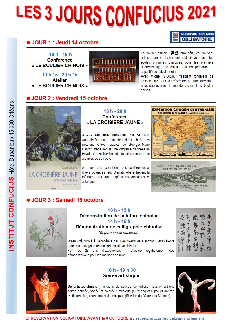 Programme des 3 jours confucius