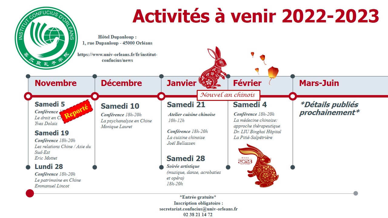 Activités à venir 1er semestre 2022-2023