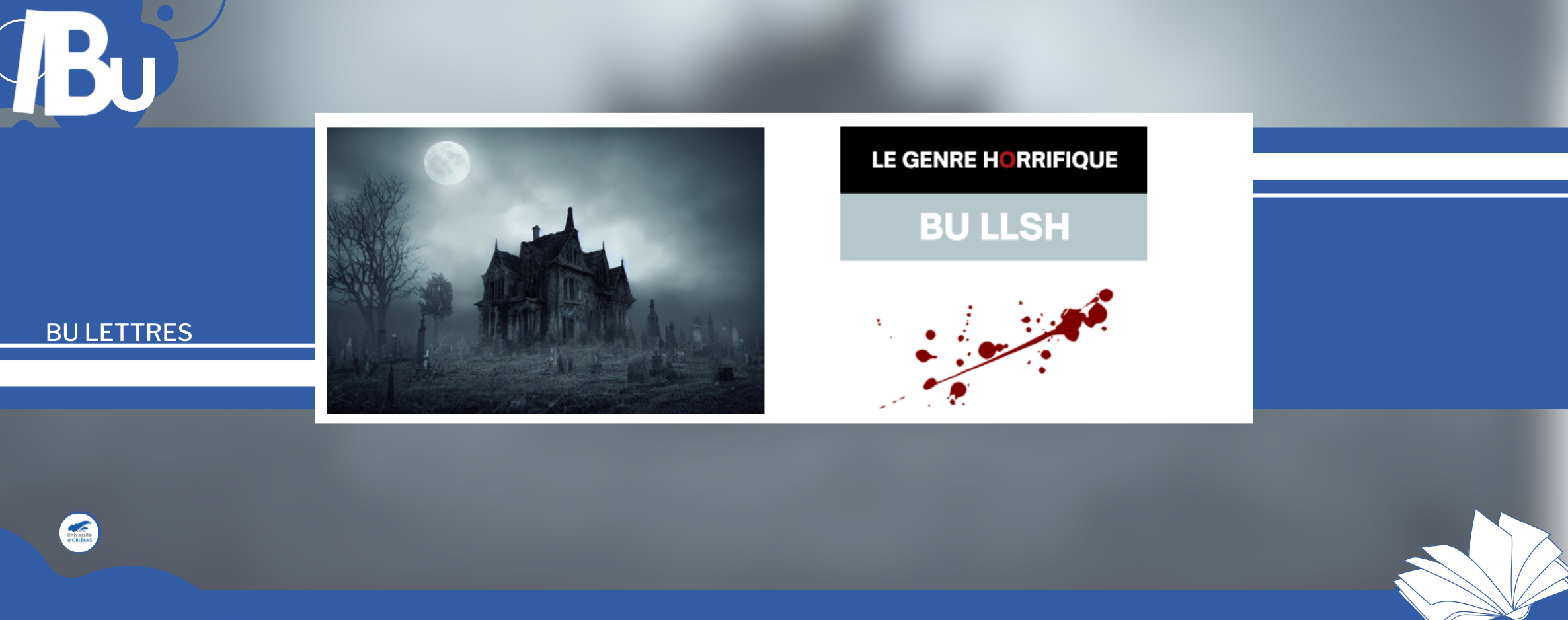 Halloween Le texte "Le genre horrifique" à côté d'une photo de maison hanté