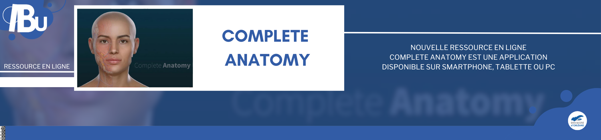 texte Complete anatomy avec logo de la base