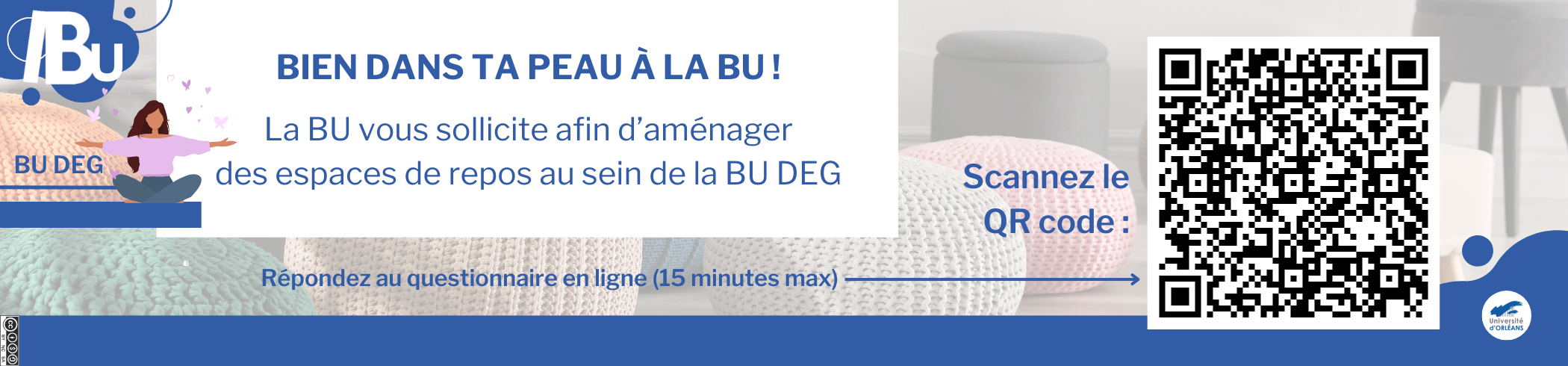 Questionnaire Bien être étudiant QR code vers le questionnaire