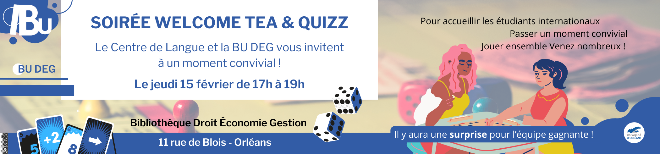 Welcome Tea DEG Reprise du texte de l'actu, visuel de deux personnes qui jouent au Scrabble