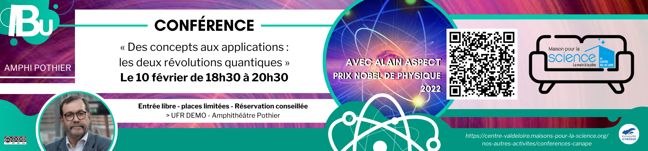 Reprise du texte de l'actu, affiche de la conférence, photo de l'intervenant