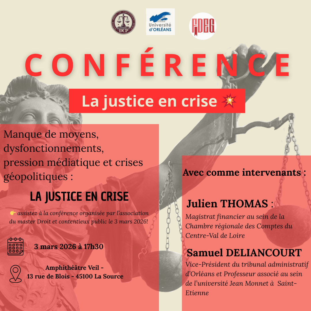 Conférence "Jusctice en crise" mardi 3 mars en DEG