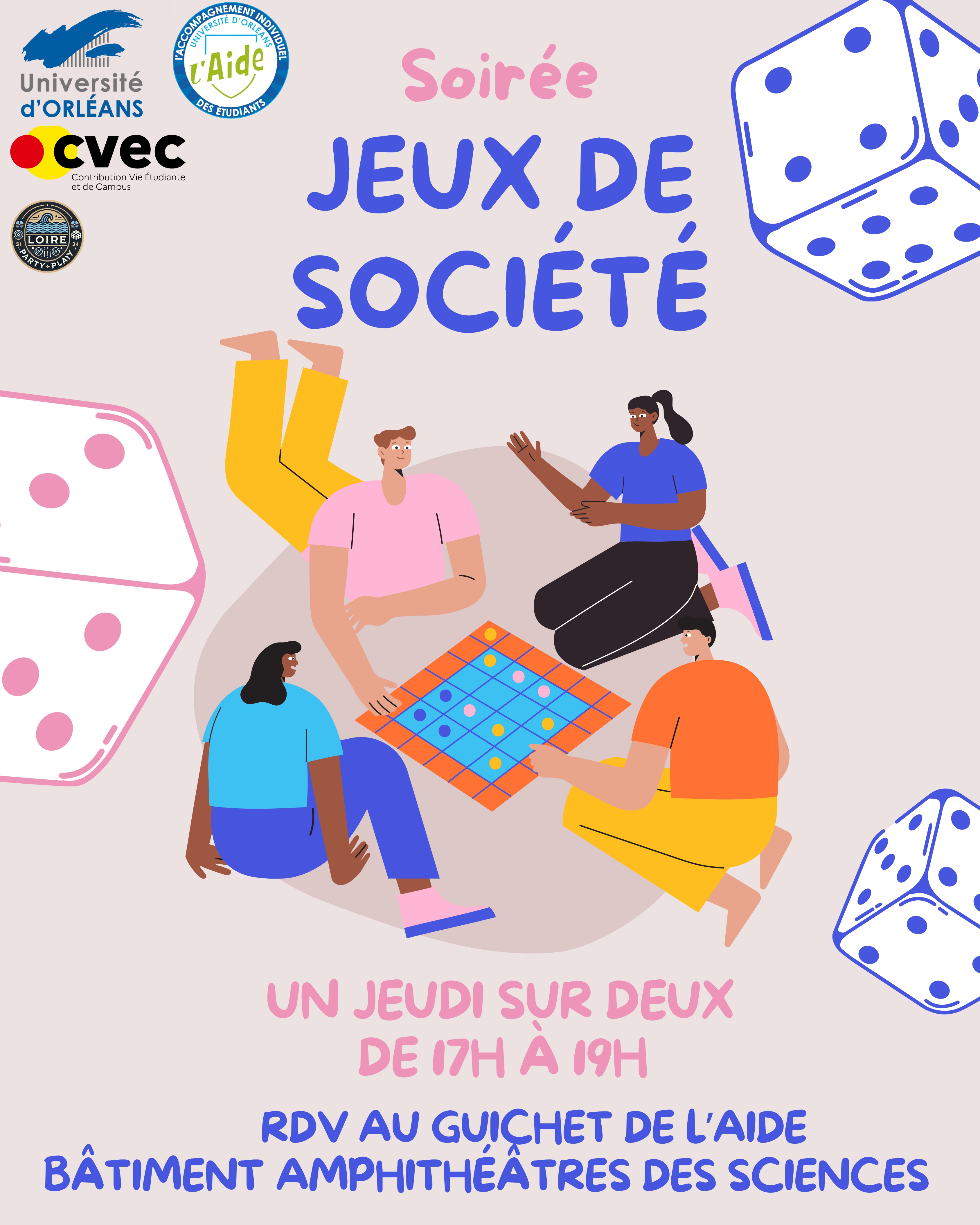 Soirée jeux de société au Guichet de l'AIDE, un jeudi sur 2 de 17h à 19h