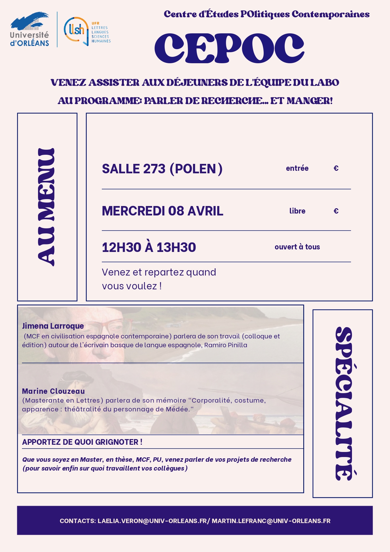 Affiche du déjeuner CEPOC du 8 avril