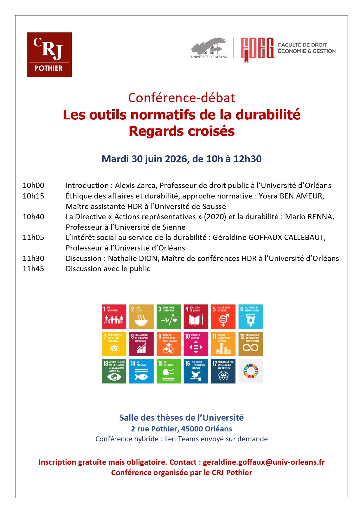 Conférence-débat Les outils normatifs de la durabilité-Regards croisés