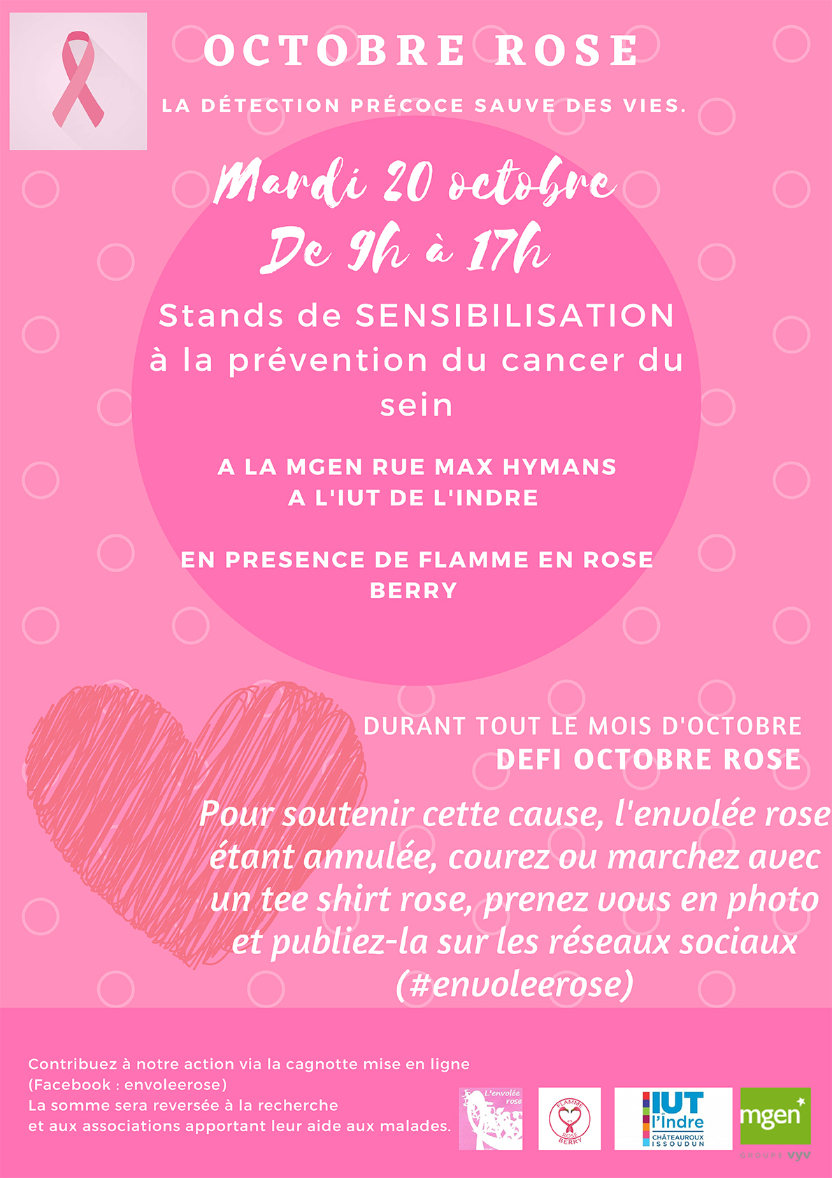 Octobre rose le mardi 20 octobre 2020 Stands de prévention au dépistage du cancer du sein