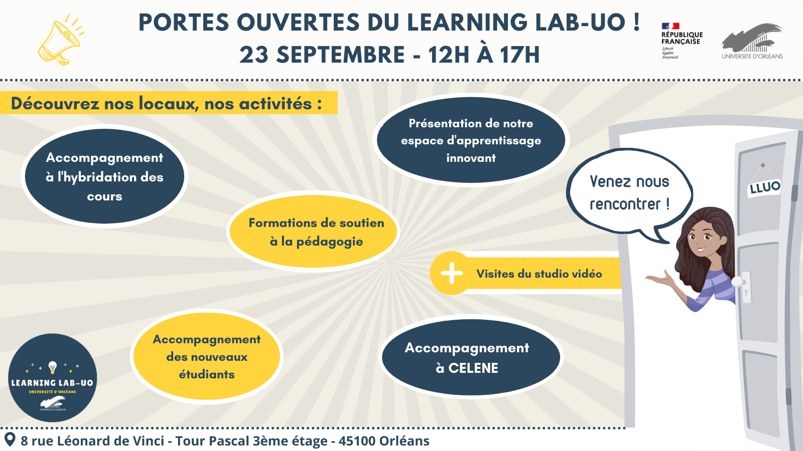 affiche pour les JPO du learning lab, présentation de nos activités