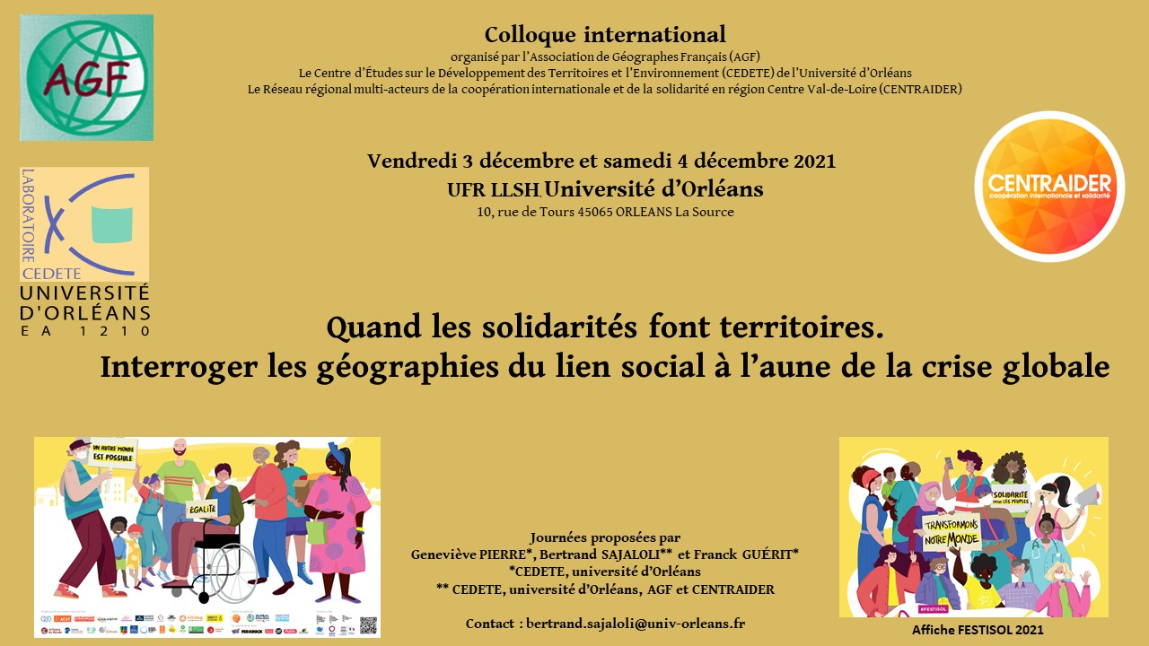 CEDETE - Affiche - Colloque Géographie des solidarités