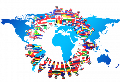 International/ mappemonde dépliée