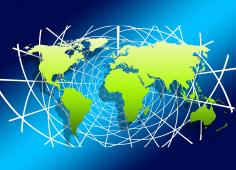 globe 4 "recherche" International/ mappemonde dépliée réseau