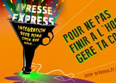 Visuel Ivresse expresse avec slogan Pour ne pas finir à l'hosto gère ta conso !