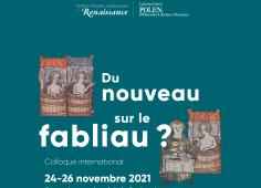 Affiche du colloque "Du nouveau sur le fabliau" qui se tiendra du 24 au 26 novembre 2021 à l'hôtel Dupanloup à Orléans.