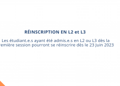 reinscription en l2 ou 23 possible pour les étudiants admis en première session dès le 23 juin 2023