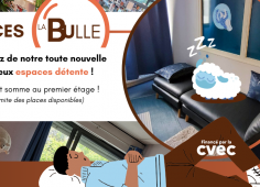 Photo de l'espace sieste de la BU Droit, reprise du texte de l'actu