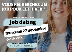 Job dating mercredi 27 novembre de 13h à 17h au CRIJ Centre-Val de Loire