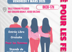 Affiche du Forum de la Santé pour les Femmes le vendredi 7 mars 2025 de 8h30 à 17h00 à la salle Pellicier rue Edouard Branly 45100 orléans