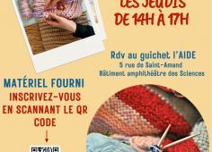 Découvrez le tricot avec les ateliers du Guichet de l'AIDE