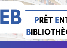 Affiche du PEB, icone d'une thèse, d'un journal et d'un livre