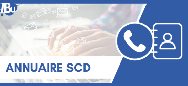 Texte annuaire SCD à côté d'un logo annuaire