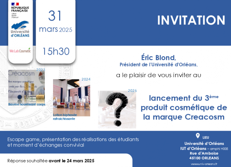 Invitation Creacosm lancement 3ème produit - 31 mars 2025