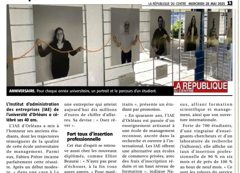 Article 40 ans IAE Orléans