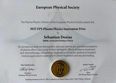 Prix de l'Innovation en Physique des Plasmas 2025
